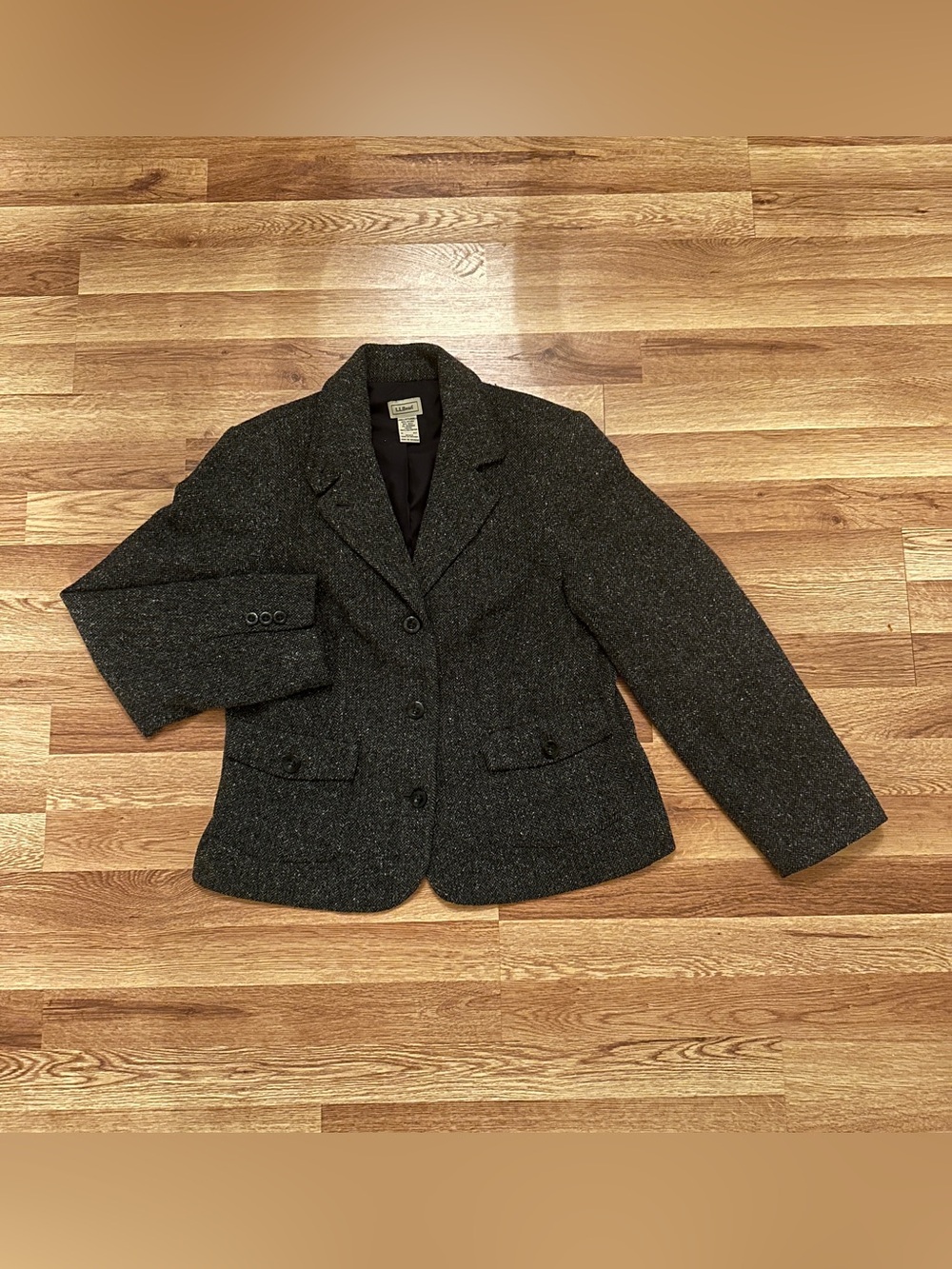 LL Bean Women’s Wool Silk Blend Tweed Blazer Jacket - Size Medium